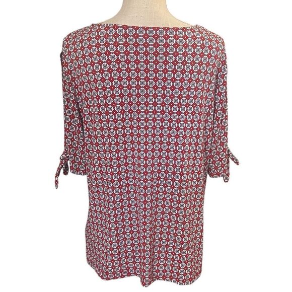 Liz Claiborne, Large, Slit Sleeve V Neck Pullover Top, Red White & Lavender NWOT - Picture 6 of 7